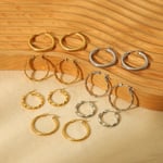 Gold color / 1 Pair Minimalist Style Ring Shape Stainless Steel  Gold Color  Women's Hoop Earrings 